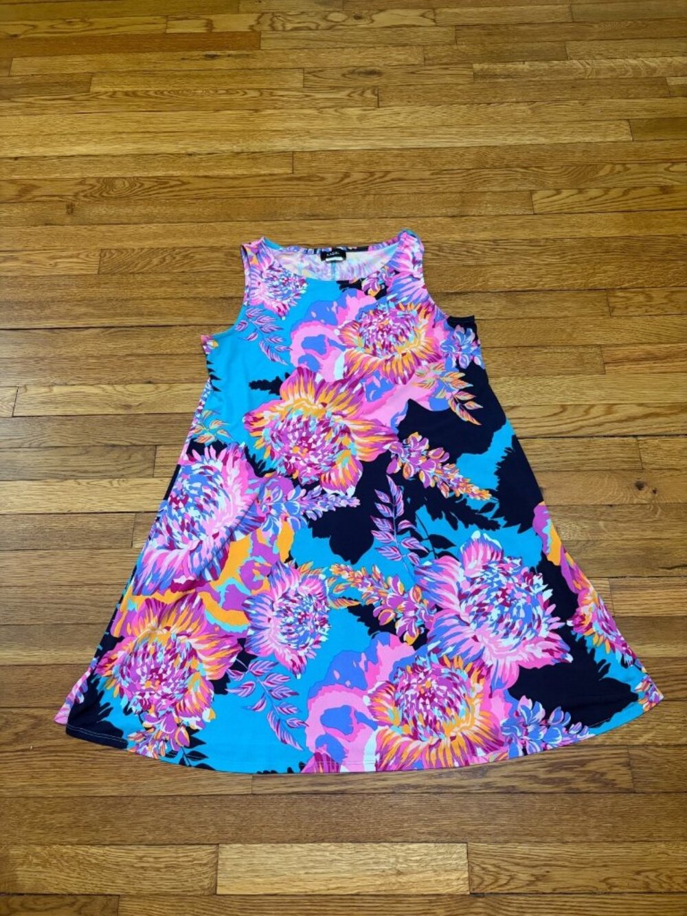 MSK Women's Sleeveless Tank Dress Size Medium Colorful Black Pink Blue Stretch